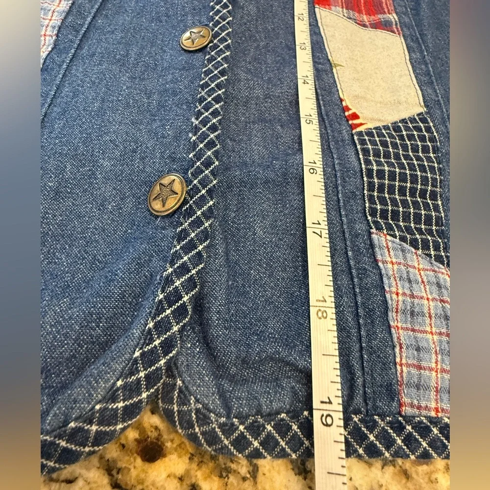 Koret vintage denim western vest patchwork floral button up SZ SP - Picture 10 of 12